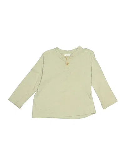 Pre-owned Zara Kids' Long Sleeve Henley Shirt In Green
