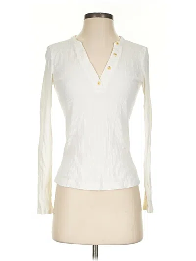 Pre-owned Zara Long Sleeve Henley Shirt In Ivory
