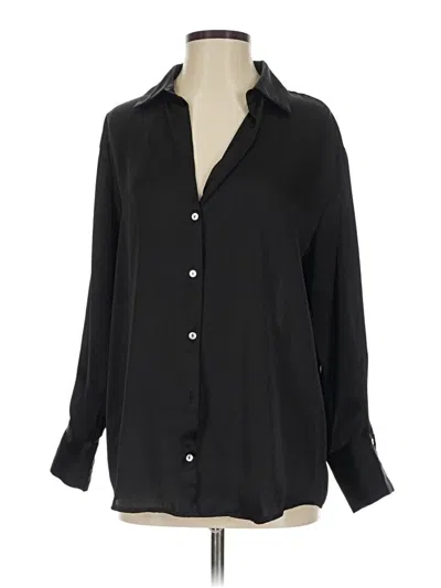 Pre-owned Zara Long Sleeve Polo Shirt In Black
