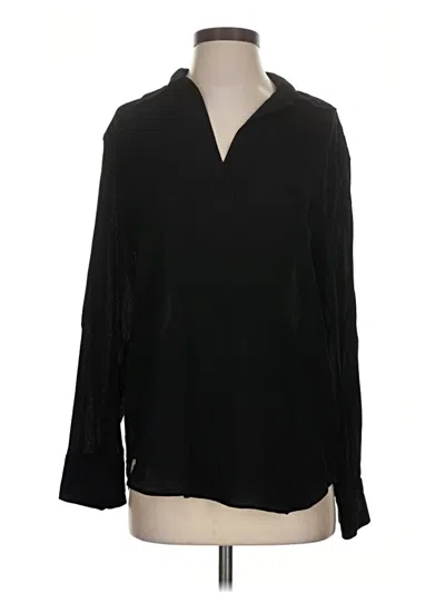 Pre-owned Zara Long Sleeve Polo Shirt In Black