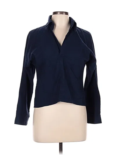 Pre-owned Zara Long Sleeve Polo Shirt In Blue