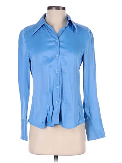 Pre-owned Zara Long Sleeve Polo Shirt In Blue