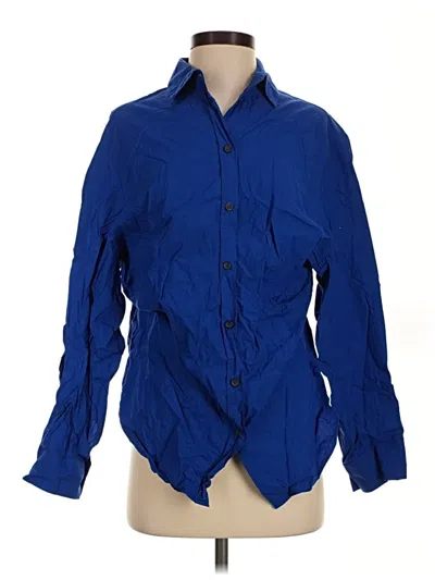 Pre-owned Zara Long Sleeve Polo Shirt In Blue