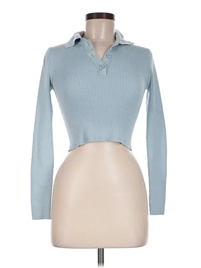 Pre-owned Zara Long Sleeve Polo Shirt In Blue