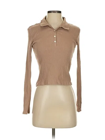 Pre-owned Zara Long Sleeve Polo Shirt In Brown