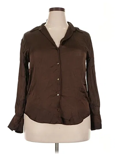 Pre-owned Zara Long Sleeve Polo Shirt In Brown
