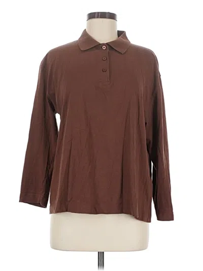 Pre-owned Zara Long Sleeve Polo Shirt In Brown