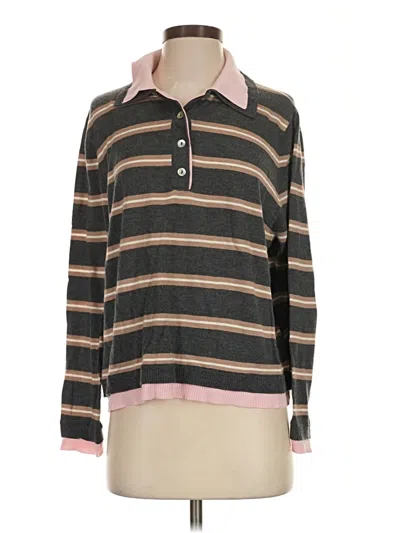Pre-owned Zara Long Sleeve Polo Shirt In Brown