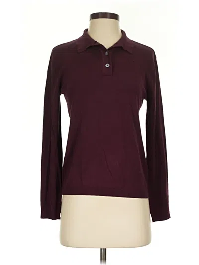 Pre-owned Zara Long Sleeve Polo Shirt In Burgundy