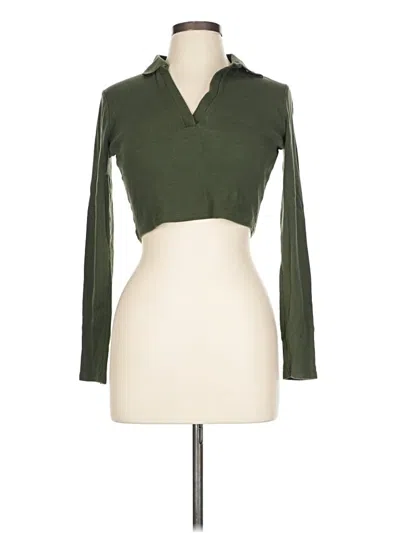 Pre-owned Zara Long Sleeve Polo Shirt In Green