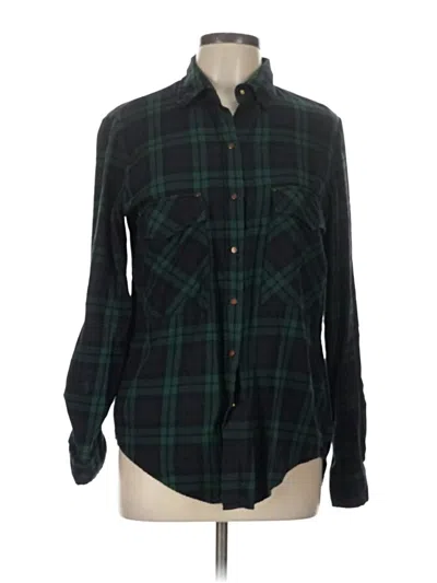 Pre-owned Zara Long Sleeve Polo Shirt In Green