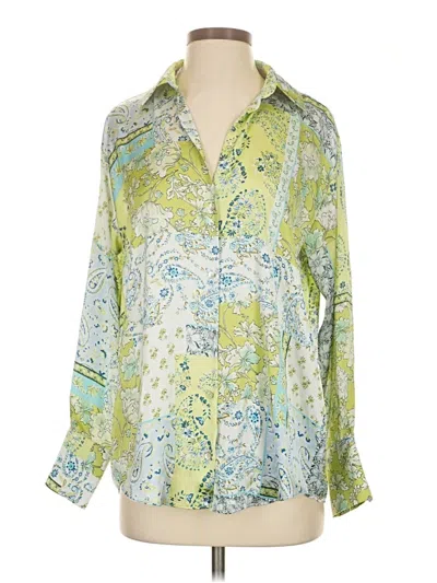Pre-owned Zara Long Sleeve Polo Shirt In Green