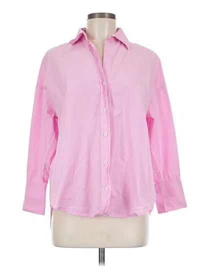 Pre-owned Zara Long Sleeve Polo Shirt In Pink