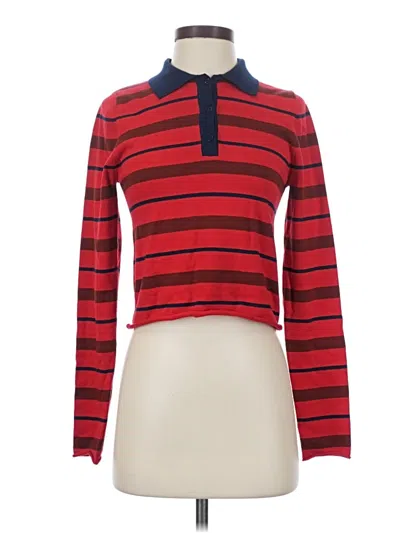 Pre-owned Zara Long Sleeve Polo Shirt In Red
