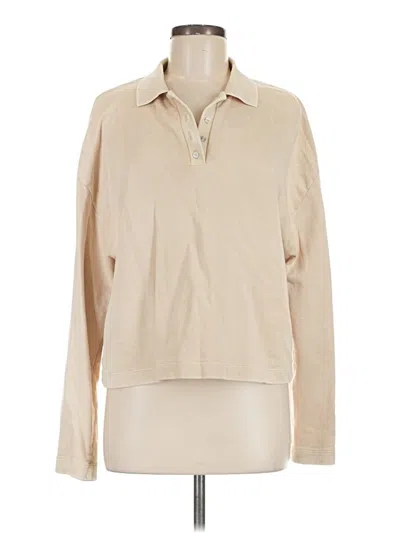 Pre-owned Zara Long Sleeve Polo Shirt In Tan