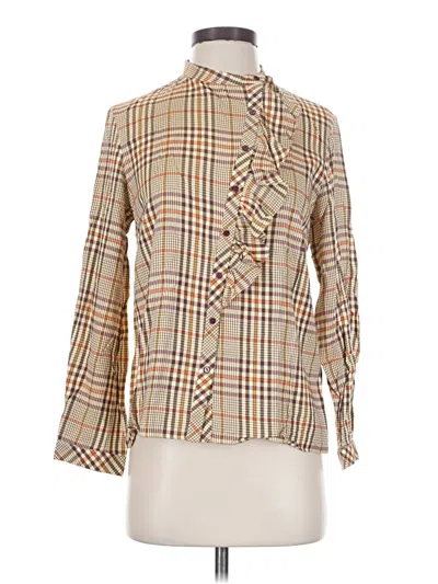 Pre-owned Zara Long Sleeve Polo Shirt In Tan