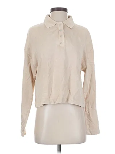 Pre-owned Zara Long Sleeve Polo Shirt In Tan