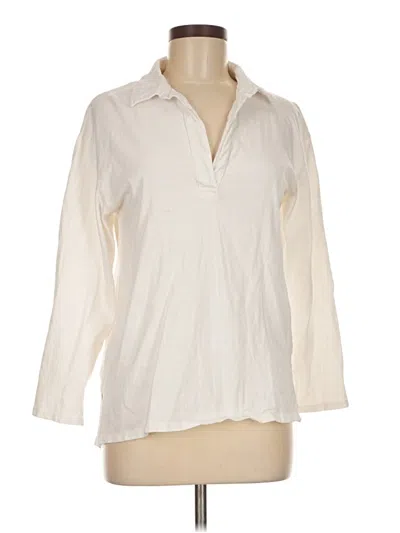 Pre-owned Zara Long Sleeve Polo Shirt In White