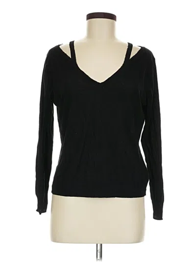 Pre-owned Zara Long Sleeve Top Black Cold Shoulder Neckline Tops