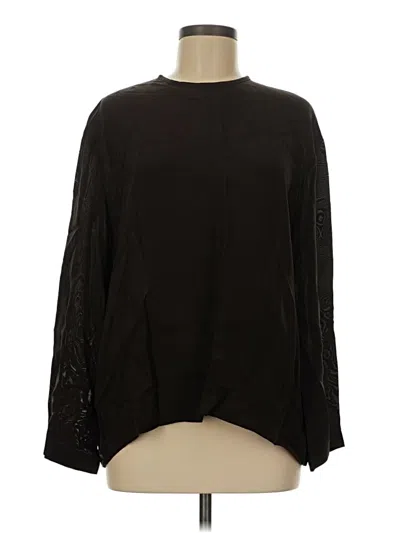 Zara Long Sleeve Top Black Crew Neck Tops