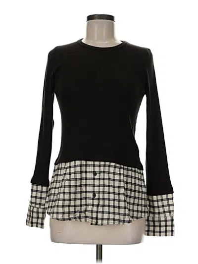 Pre-owned Zara Long Sleeve Top Black Crew Neck Tops