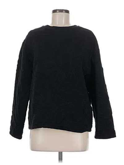 Pre-owned Zara Long Sleeve Top Black Crew Neck Tops