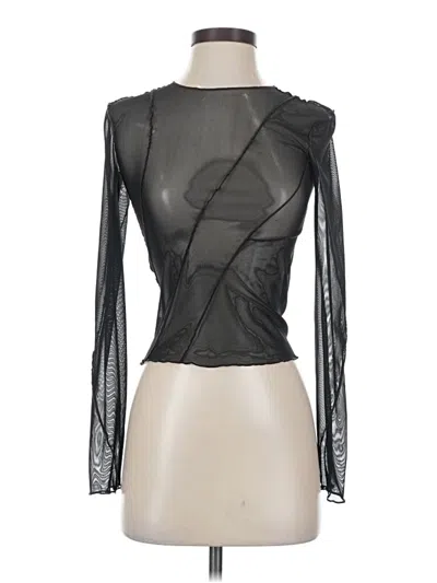 Pre-owned Zara Long Sleeve Top Black Keyhole Neckline Tops