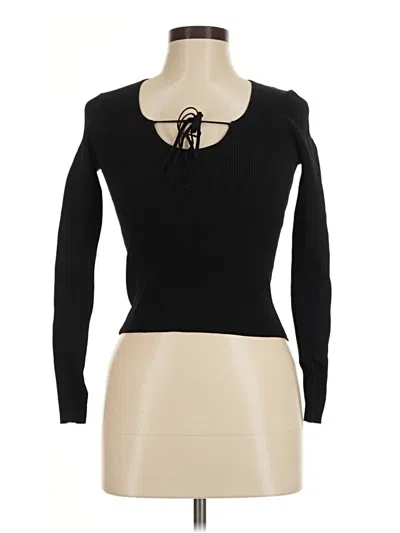 Pre-owned Zara Long Sleeve Top Black Keyhole Neckline Tops