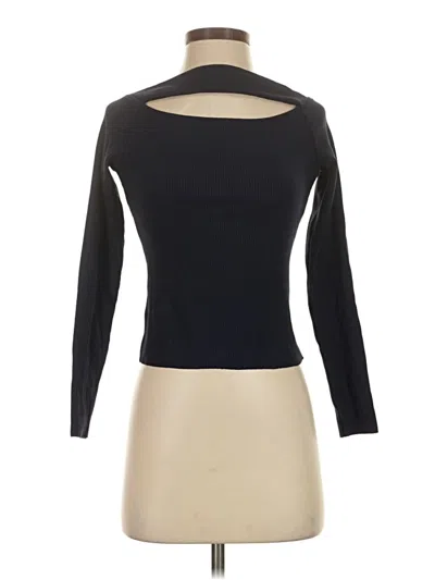 Zara Long Sleeve Top Black Keyhole Neckline Tops
