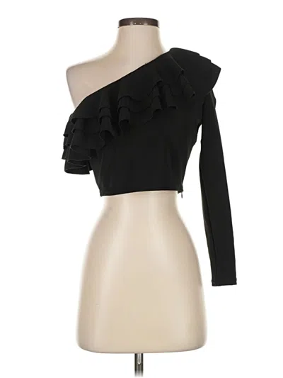 Pre-owned Zara Long Sleeve Top Black One Shoulder Neckline Tops