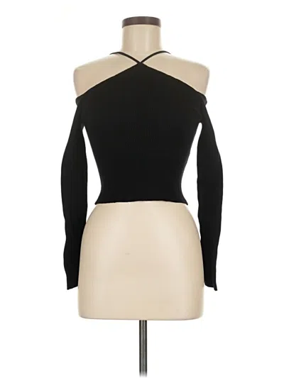 Pre-owned Zara Long Sleeve Top Black One Shoulder Neckline Tops