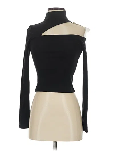 Zara Long Sleeve Top Black One Shoulder Neckline Tops