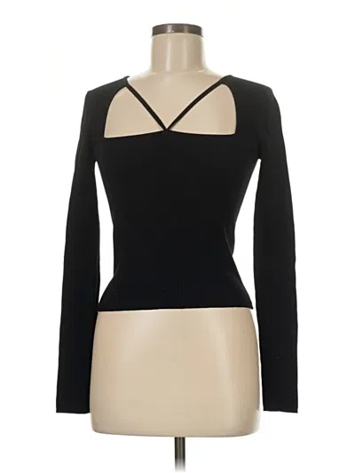 Pre-owned Zara Long Sleeve Top Black Open Neckline Tops