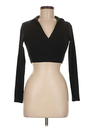 Pre-owned Zara Long Sleeve Top Black Open Neckline Tops