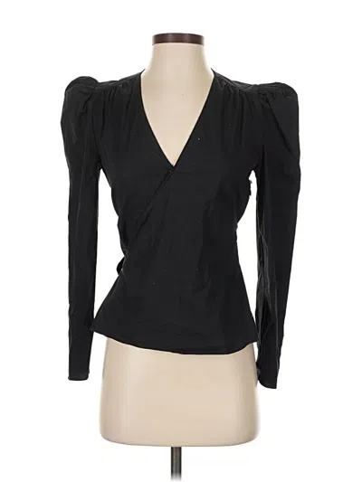 Pre-owned Zara Long Sleeve Top Black Plunge Neckline Tops