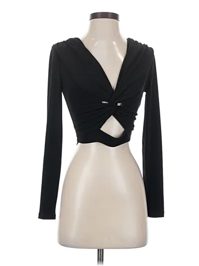 Pre-owned Zara Long Sleeve Top Black Plunge Neckline Tops