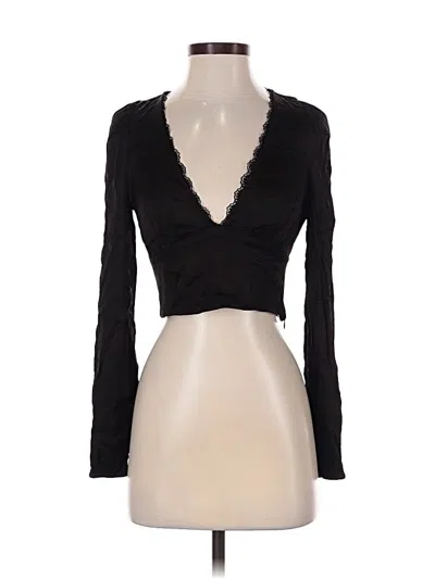Pre-owned Zara Long Sleeve Top Black Plunge Neckline Tops