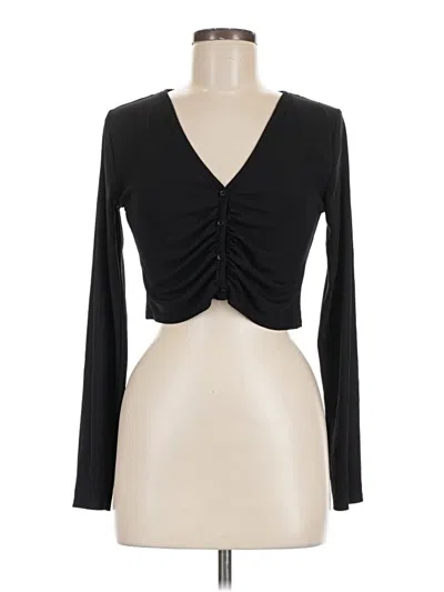 Pre-owned Zara Long Sleeve Top Black Plunge Neckline Tops