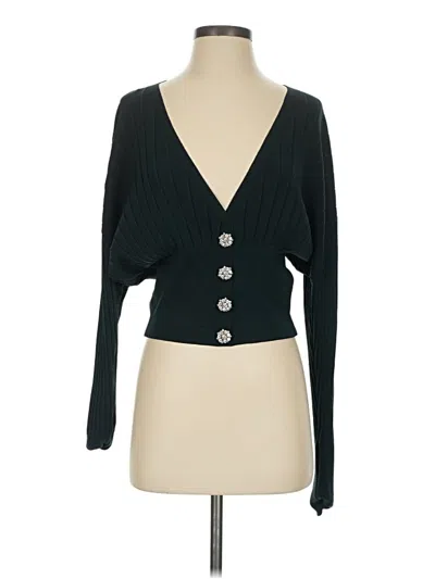 Pre-owned Zara Long Sleeve Top Black Plunge Neckline Tops