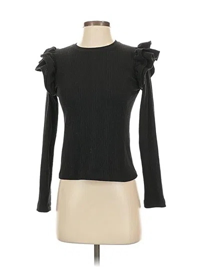 Pre-owned Zara Long Sleeve Top Black Ruffles Neckline Tops