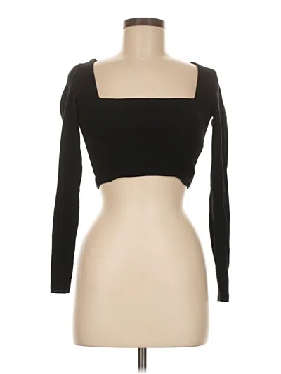 Pre-owned Zara Long Sleeve Top Black Square Neckline Tops