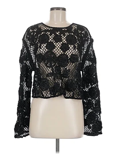 Pre-owned Zara Long Sleeve Top Black Square Neckline Tops