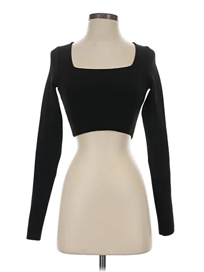 Zara Long Sleeve Top Black Square Neckline Tops