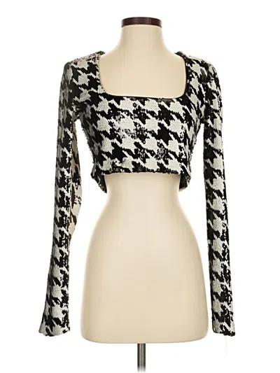 Pre-owned Zara Long Sleeve Top Black Square Neckline Tops