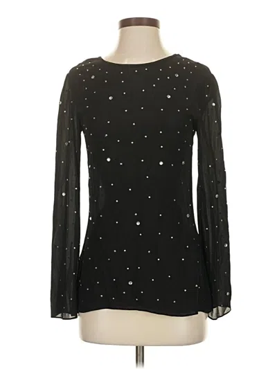 Pre-owned Zara Long Sleeve Top Black Stars Pattern Keyhole Neckline Tops