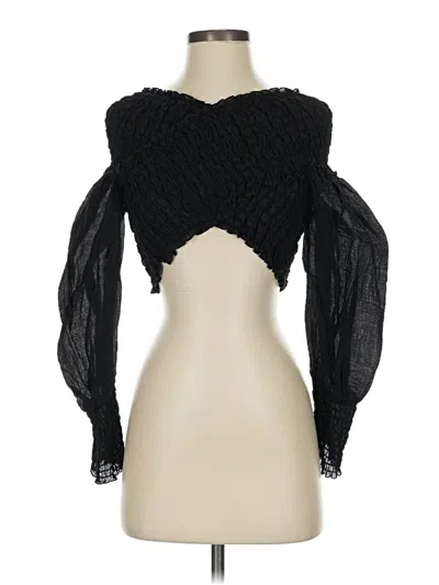 Pre-owned Zara Long Sleeve Top Black Strapless Neckline Tops