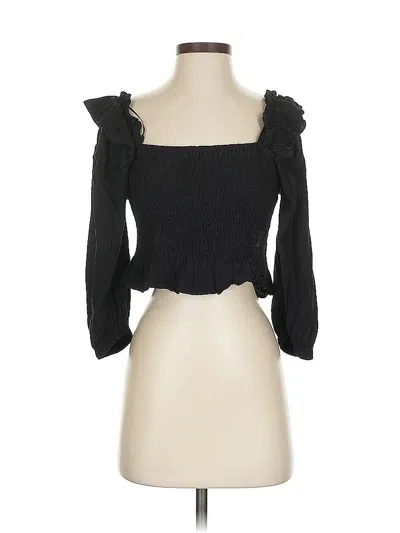 Pre-owned Zara Long Sleeve Top Black Sweetheart Neckline Tops