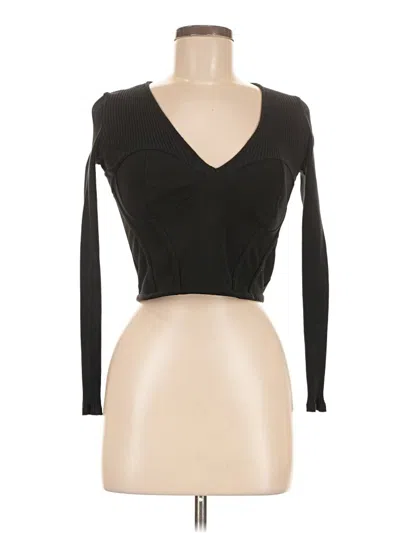 Pre-owned Zara Long Sleeve Top Black Sweetheart Neckline Tops