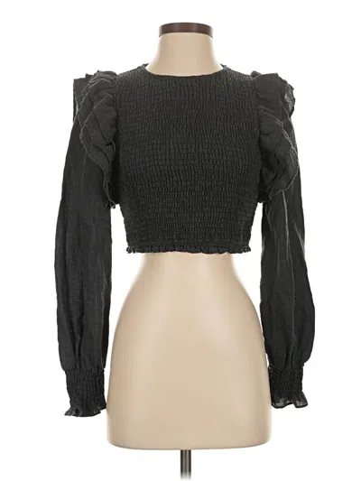 Pre-owned Zara Long Sleeve Top Black Sweetheart Neckline Tops