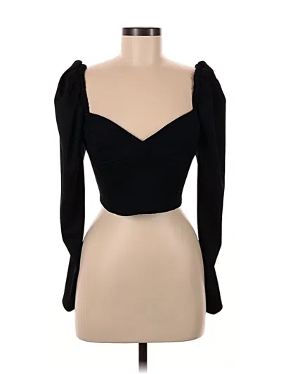 Pre-owned Zara Long Sleeve Top Black Sweetheart Neckline Tops